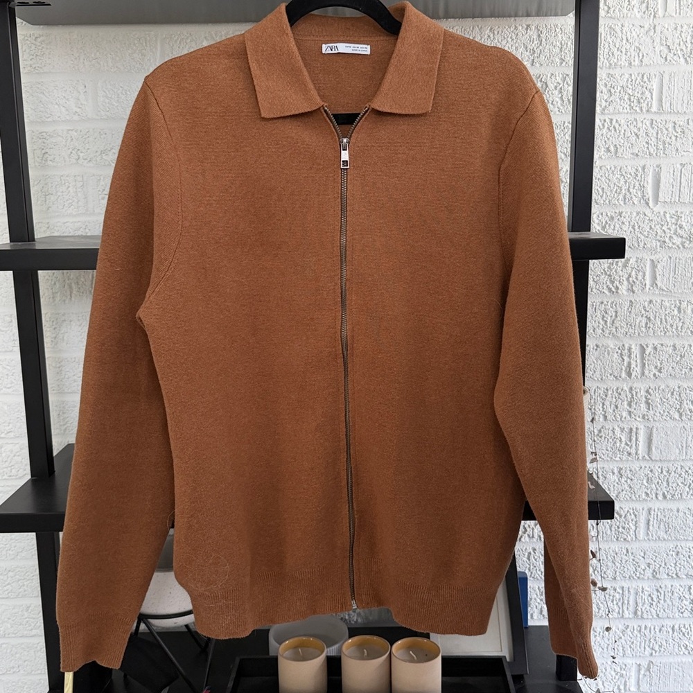 Zara Mens Knit Zip Jacket M